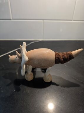 Anamalz Wooden Triceratops Dinosaur Toy - Flexible/Eco-Friendly